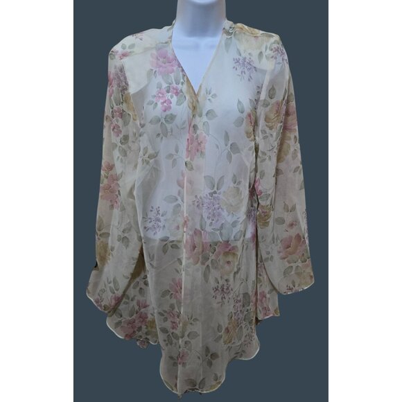 Floral Sheer Open Front Kimono Style Top Womens Plus Size 16W sheer fairycore - Picture 1 of 8